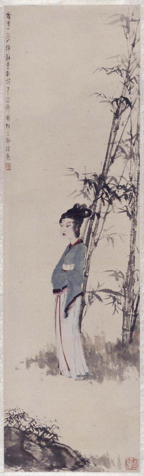 傅抱石先生画中的佳人,虽有诗意却是悲情