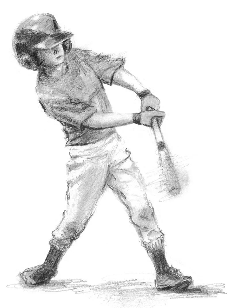 素描| 萨拉·帕克斯教你画一位打棒球的孩子