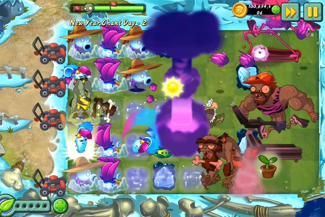 植物大战僵尸2新春圣歌2，巨人跑步机僵尸怎么也打不死，怎么办？