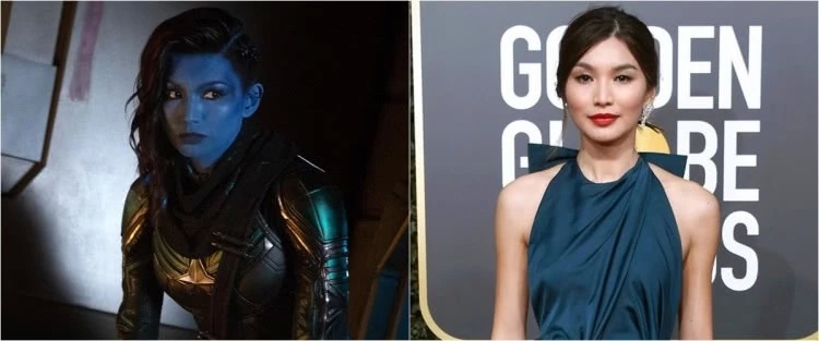 漫威电影里8位演员特效化妆的前后对比:卡魔拉和星云