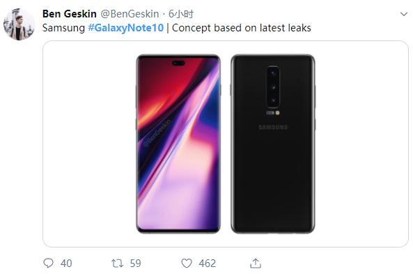 三星note10曝光两种屏幕尺寸支持5g前置挖孔居中排列
