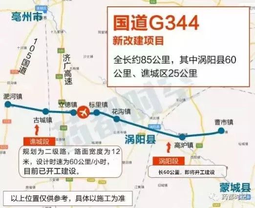 目前,国道g344谯城段 已开始动工建设 涡阳段正在积极推进前期工作 也