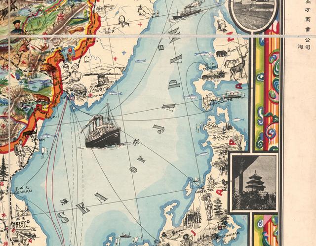 1931年的中国地图,地方特征被画成漫画,一目了然