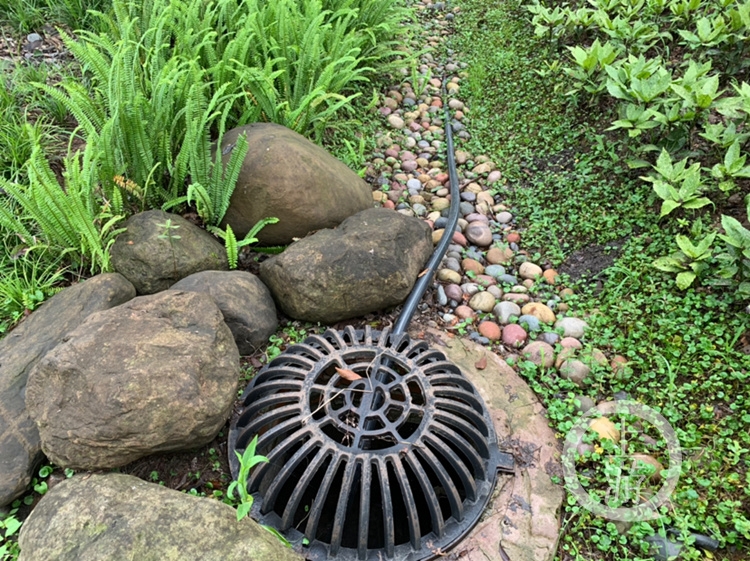 记者注意到,在"海绵绿化"设施里,专门设计了雨水溢流口.