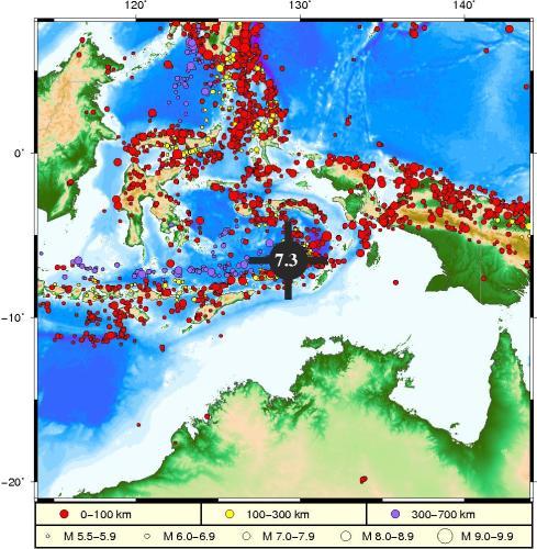 海啸预警中心：印尼班达海7.3级地震不会引发海啸