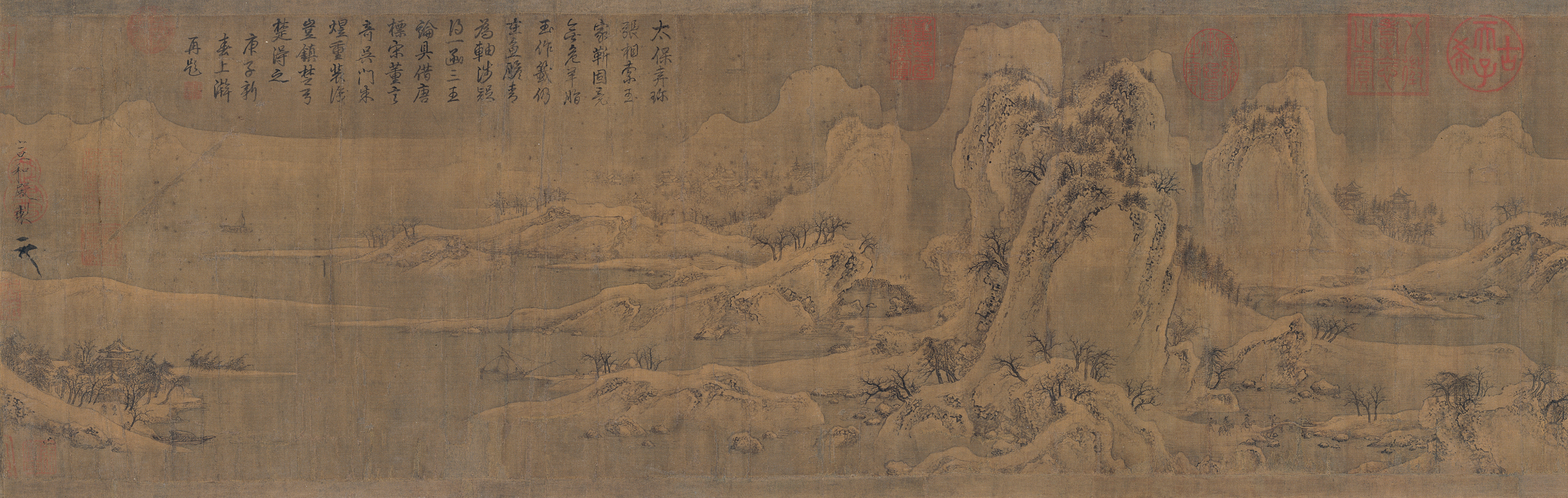 宋 赵佶 雪江归棹图卷 绢本淡设色 纵三〇·三厘米 横一九〇·八厘米 故宫博物院藏
