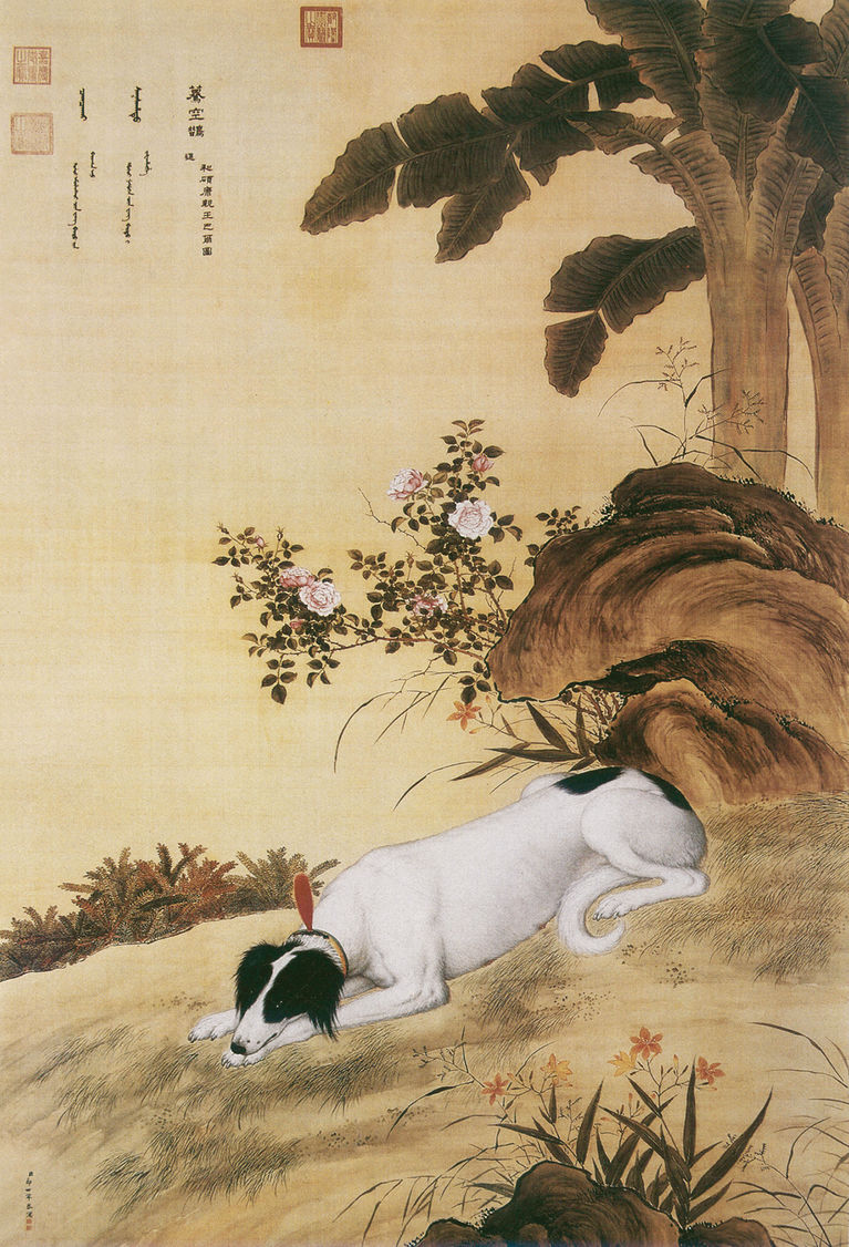 清 郎世宁 十骏犬图之“蓦空鹊” 台北故宫博物院藏