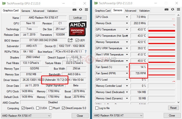 RX 5700显卡安装新驱动：待机风扇加速66％