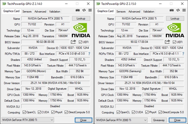 真是美光GDDR6的锅？RTX 2080 Ti FE换新卡采用三星显存