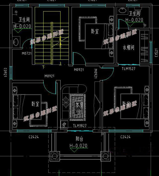 2款30万90平方米四层小户型农村自建房全套cad施工图
