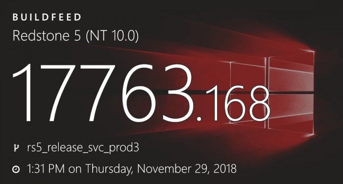 Windows 10 Build 17763.168发布：十月更新