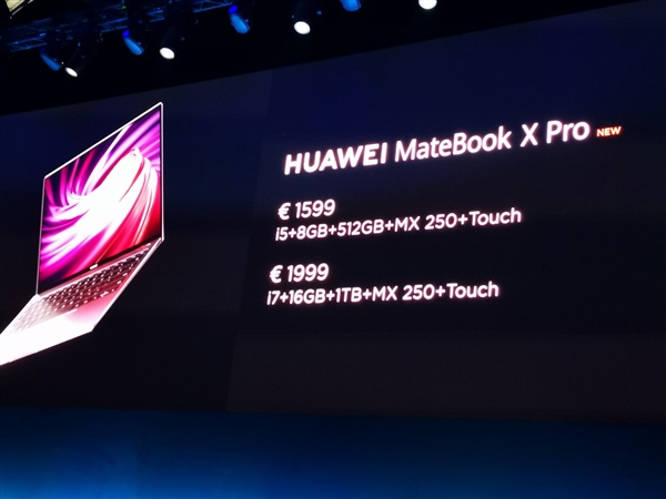 华为全面屏轻薄本MateBook X Pro发布：8代U/MX250加持