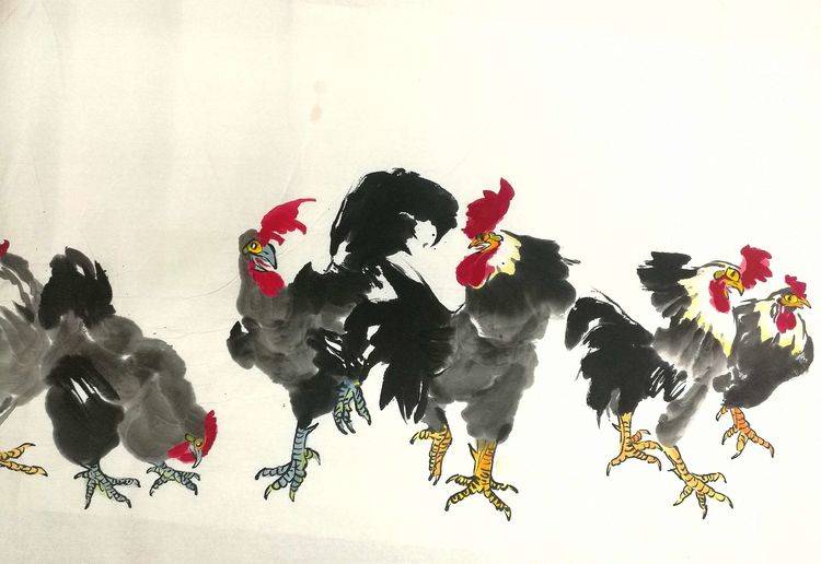 雄鸡一唱天下白 一一当代著名书画家高新民画鸡作品