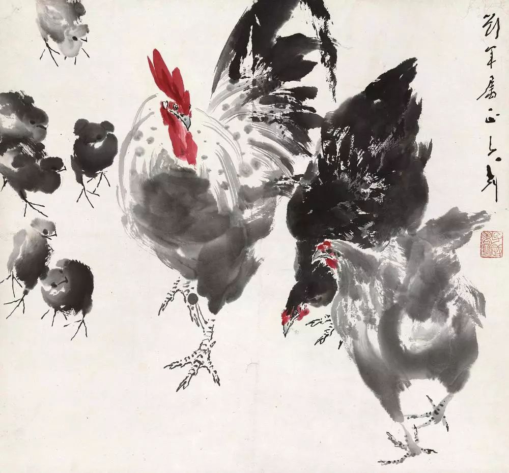王子武 群鸡图