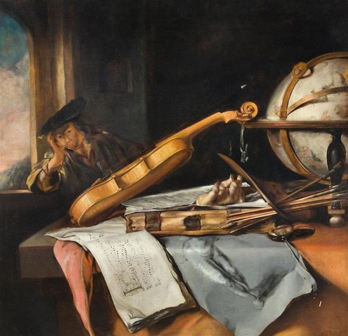 Memento-Mori-vanitas-still-life-with-thinking-young-man-1645