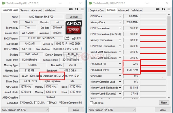 RX 5700显卡安装新驱动：待机风扇加速66％