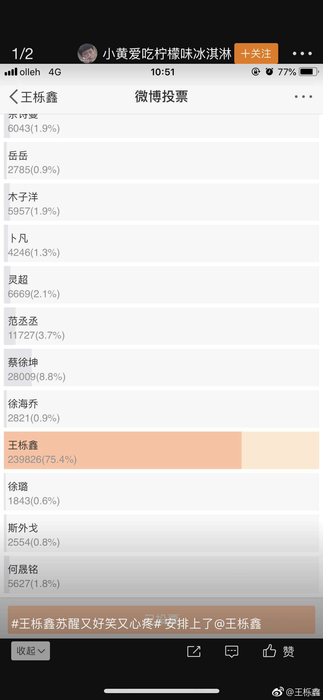 王栎鑫发博“秀”人气，苏醒喊话:知足吧！