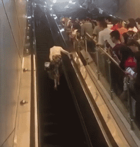 搞笑gif:各位老司机们能看懂墙上的那幅字写得什么