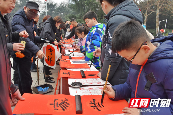 绿色环保过新年湖南旅游志愿者烈士公园宣传文明旅游