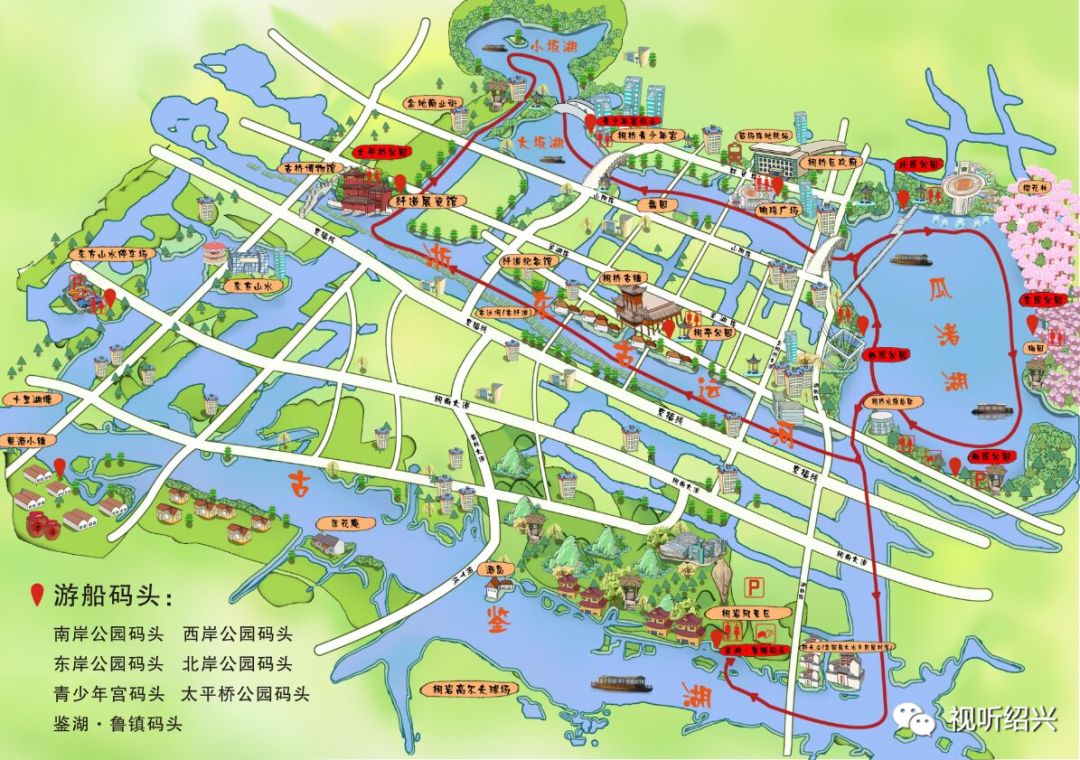 游客可自行选择上下船,上岸游玩柯岩风景区,瓜渚湖公园,古纤道等多个