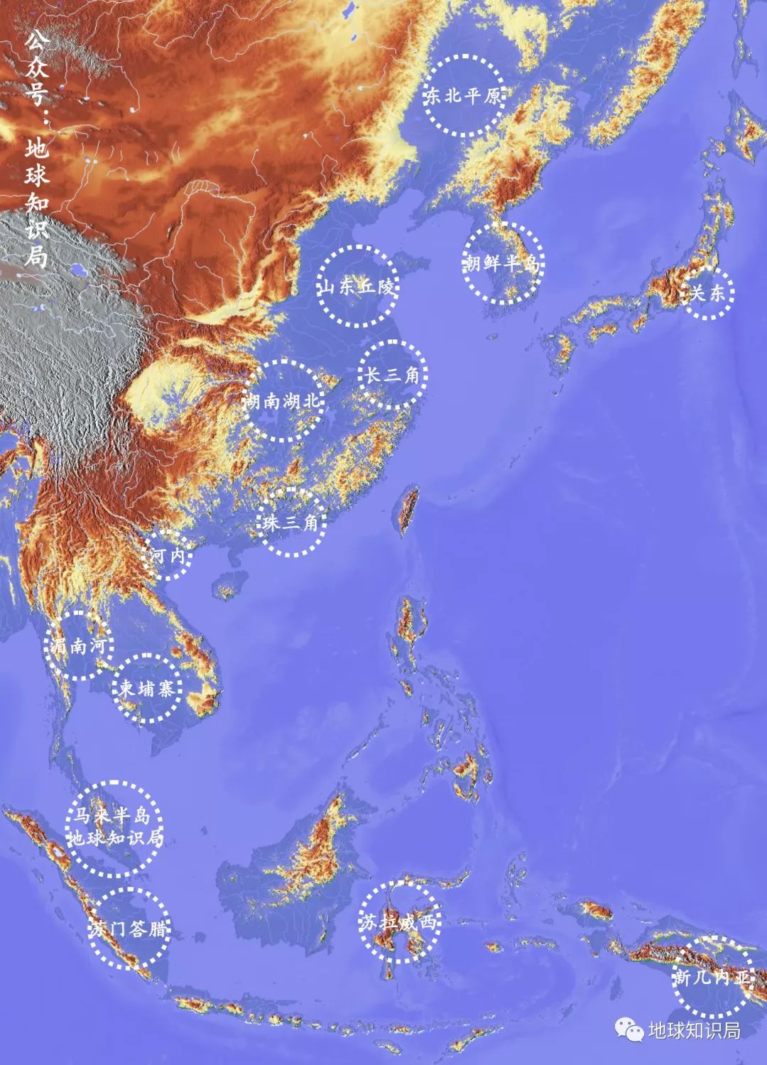 东北亚的朝鲜半岛变成了狭长的一长条,中国东北平原自己成了内海,多