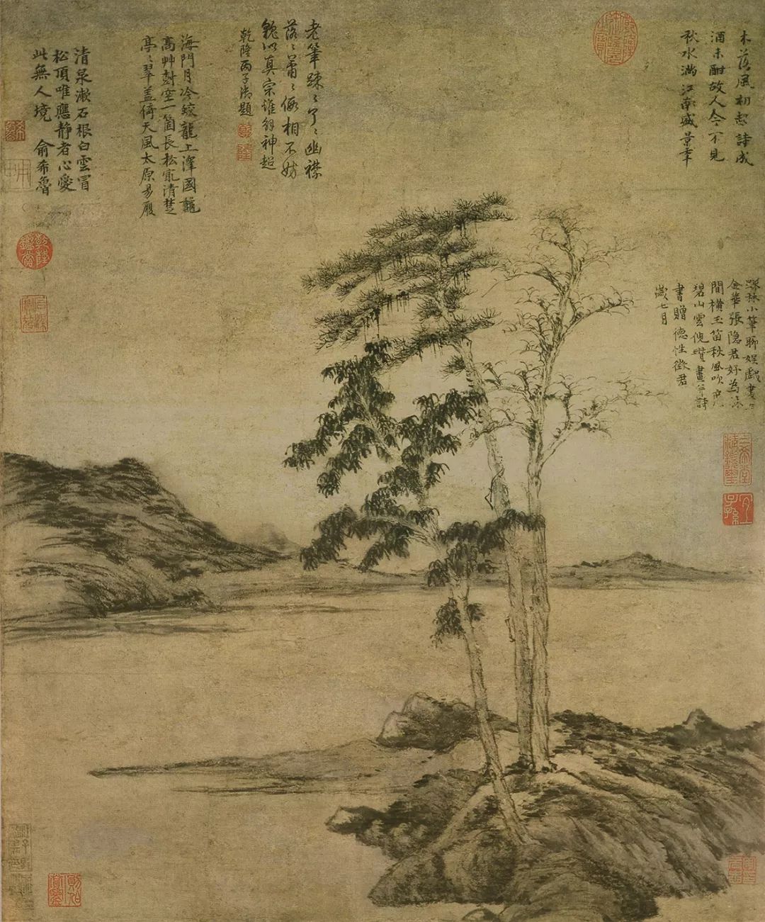 元倪瓒疏林图