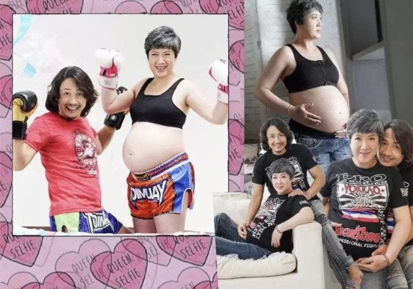 前TVB绿叶黄泽锋晒52岁妻子怀孕8个月艺术照：期待女儿出生