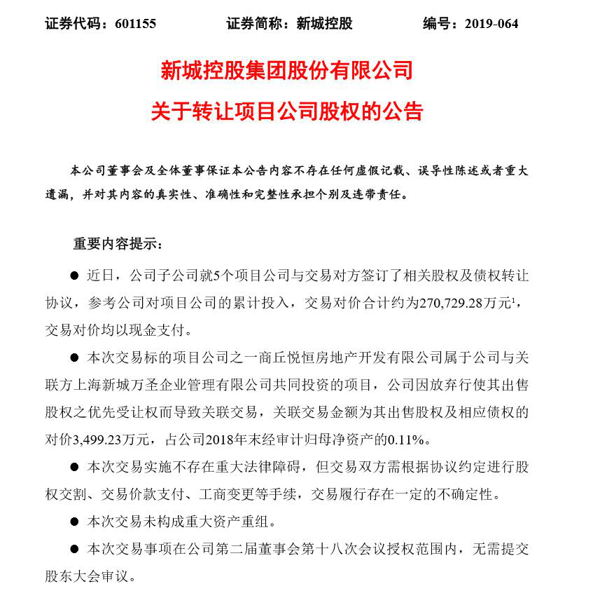 新城控股27.07亿元转让5家公司股权,金科再接商丘等两项目 九州手机娱乐官网网址