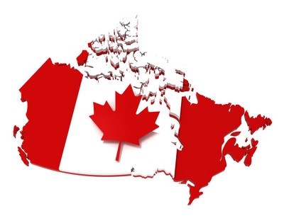 加拿大国旗,剪切路径与地图图片