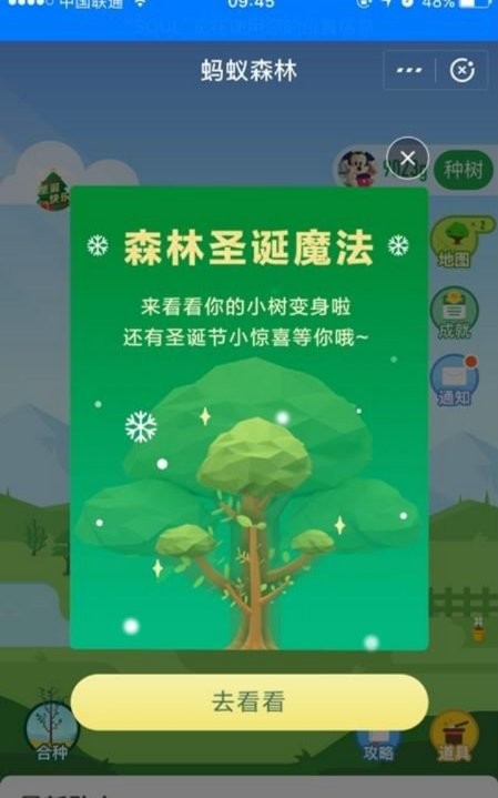 支付宝蚂蚁森林变圣诞小树：还有小惊喜哦