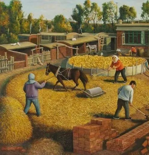 跟大家分享一组油画作品,这组作品真实还原了八十年代的农村生活场景