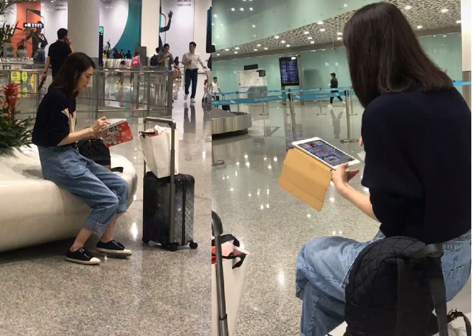 洪欣机场偶遇网友，被赞接地气，全程与张丹峰无交流
