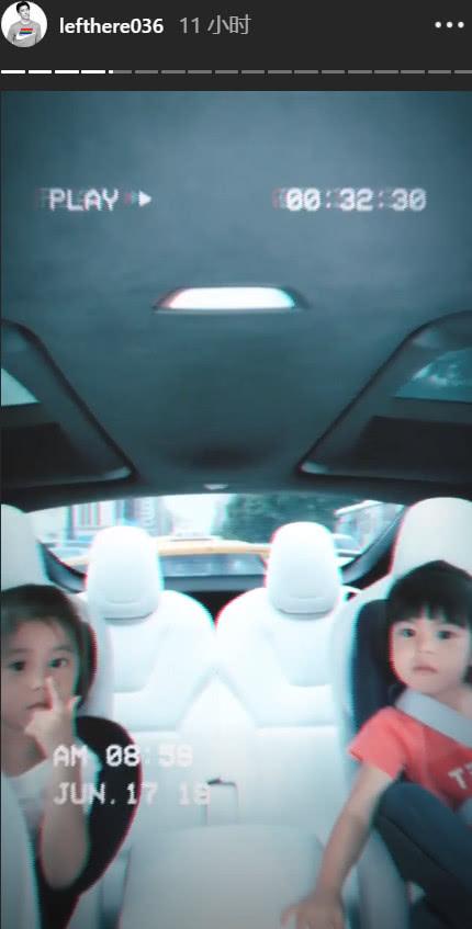 贾静雯老公晒近照，一人带三娃富有爸爸力，与继女梧桐妹感情超好
