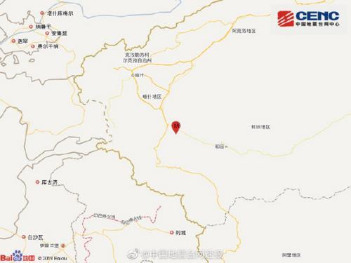 新疆皮山县发生3.2级地震 震源深度25千米