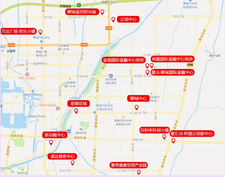 商务综合体分布地图 东昌府区