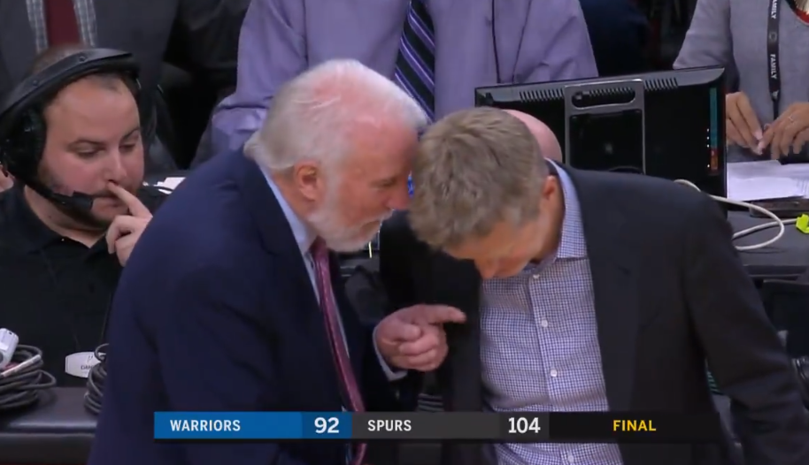 [视频]说了些什么？波波维奇赛后逗得科尔大笑