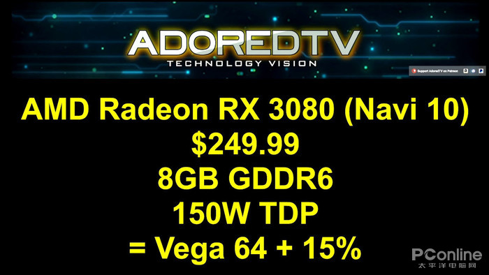 AMD RX 3080曝光 性能提升80% 能耗比大跃进