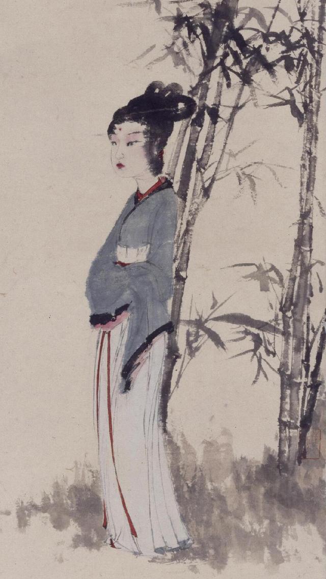 傅抱石先生画中的佳人,虽有诗意却是悲情