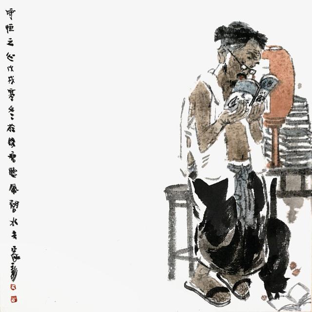 我们在看画,他却在画里读书