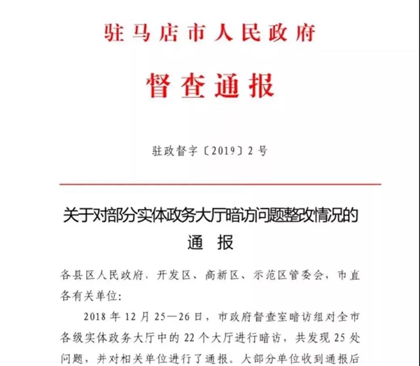 关于对部分实体政务大厅暗访问题整改情况的通报