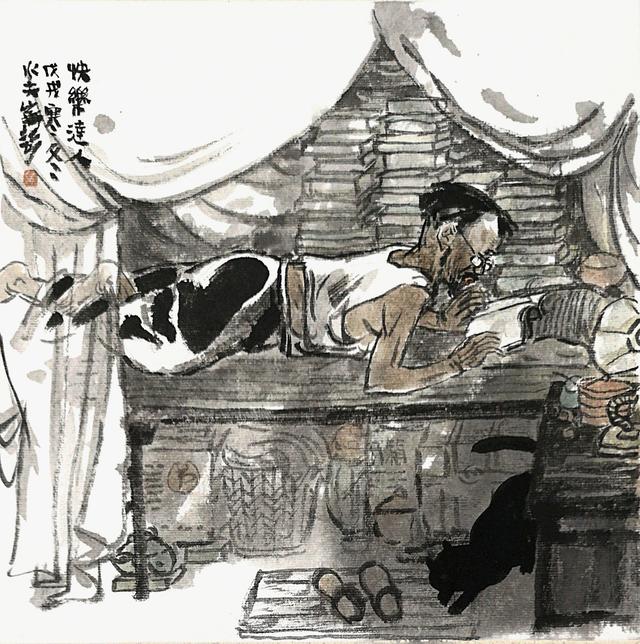 我们在看画,他却在画里读书