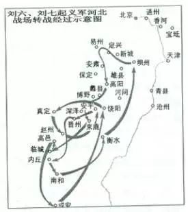 ▲刘六刘七起义军河北战场转战经过示意图