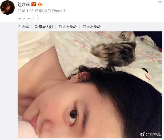 刘亦菲发自拍福利，网友没认出：还以为是网红