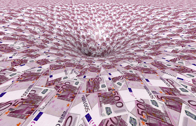 a vortex made of 500,- euro banknotes