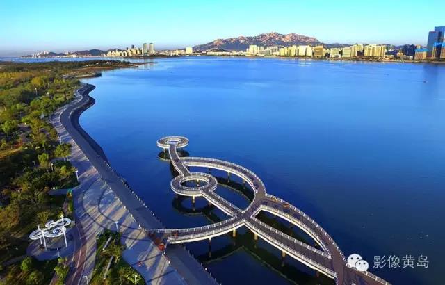 鸟瞰国家中心城市青岛西海岸唐岛湾美景不胜收