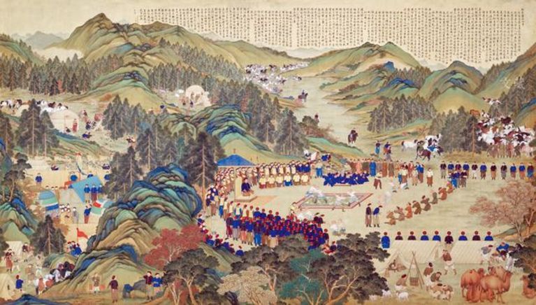 清人绘 塞宴四事图轴 绢本设色 故宫博物院藏
