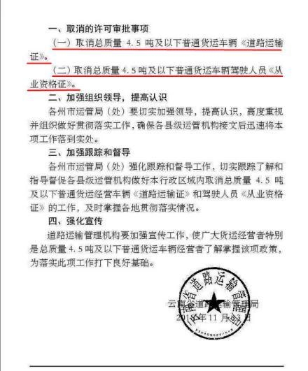 2018年底蓝牌货车取消营运证,到底有几个省份