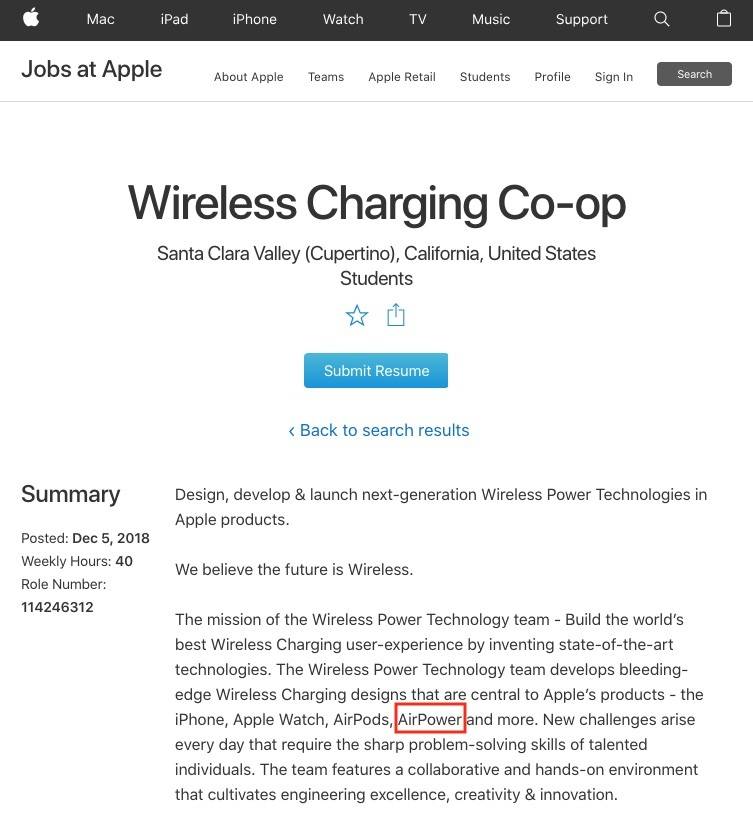 苹果仍未放弃AirPower，无线充电技术团队仍在招聘