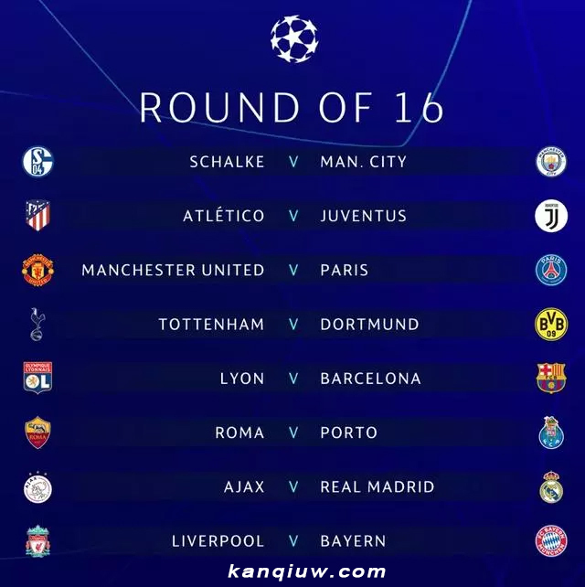 2019欧冠16强对阵图(附1819欧冠淘汰赛赛程时