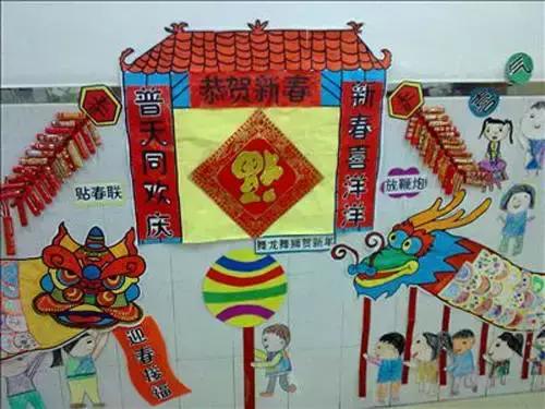 小小传承人:幼儿园元旦环创大全主题墙,走廊,吊饰全在